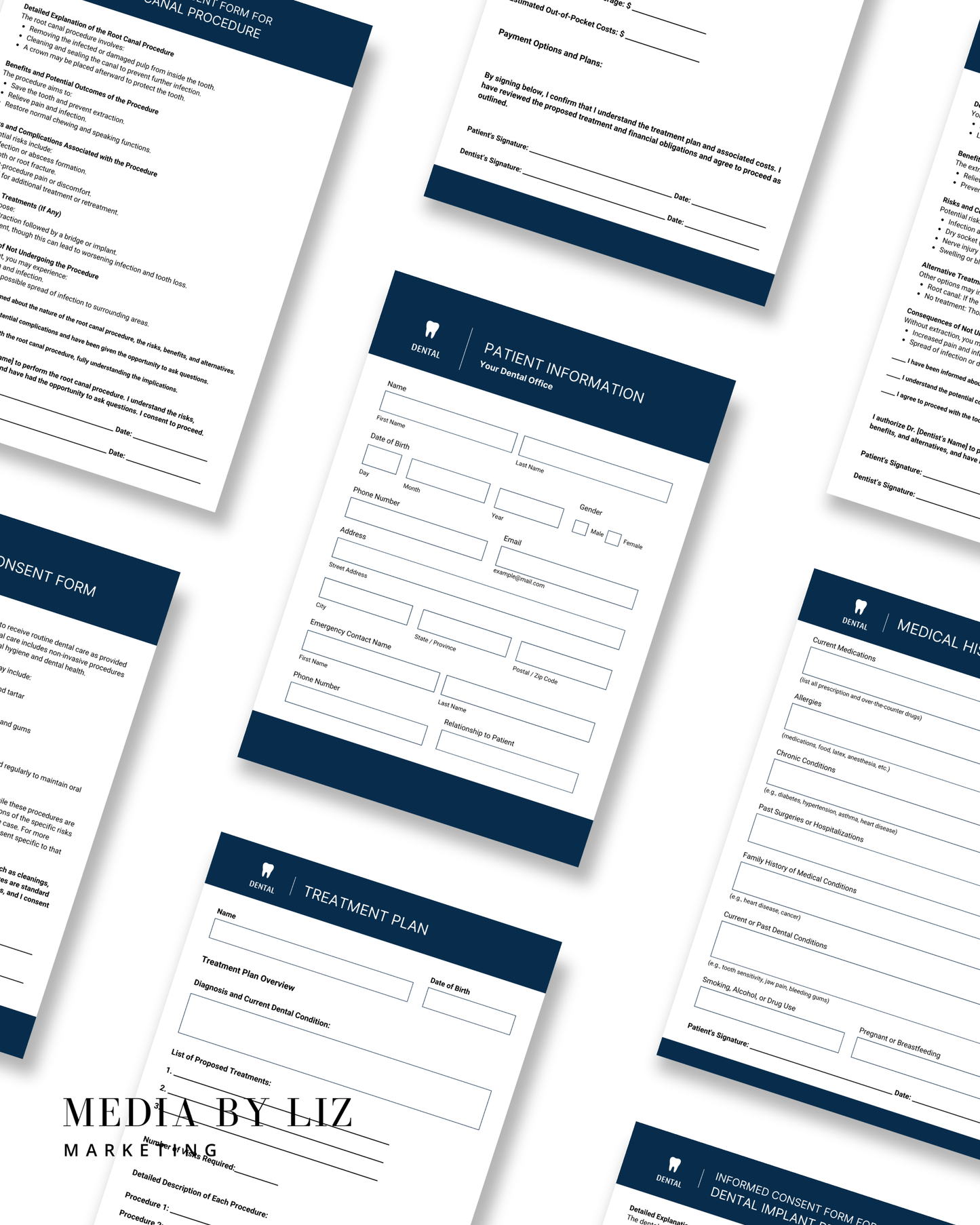 Editable Canva patient information form template designed for dental practices to streamline new patient intake and recordkeeping.