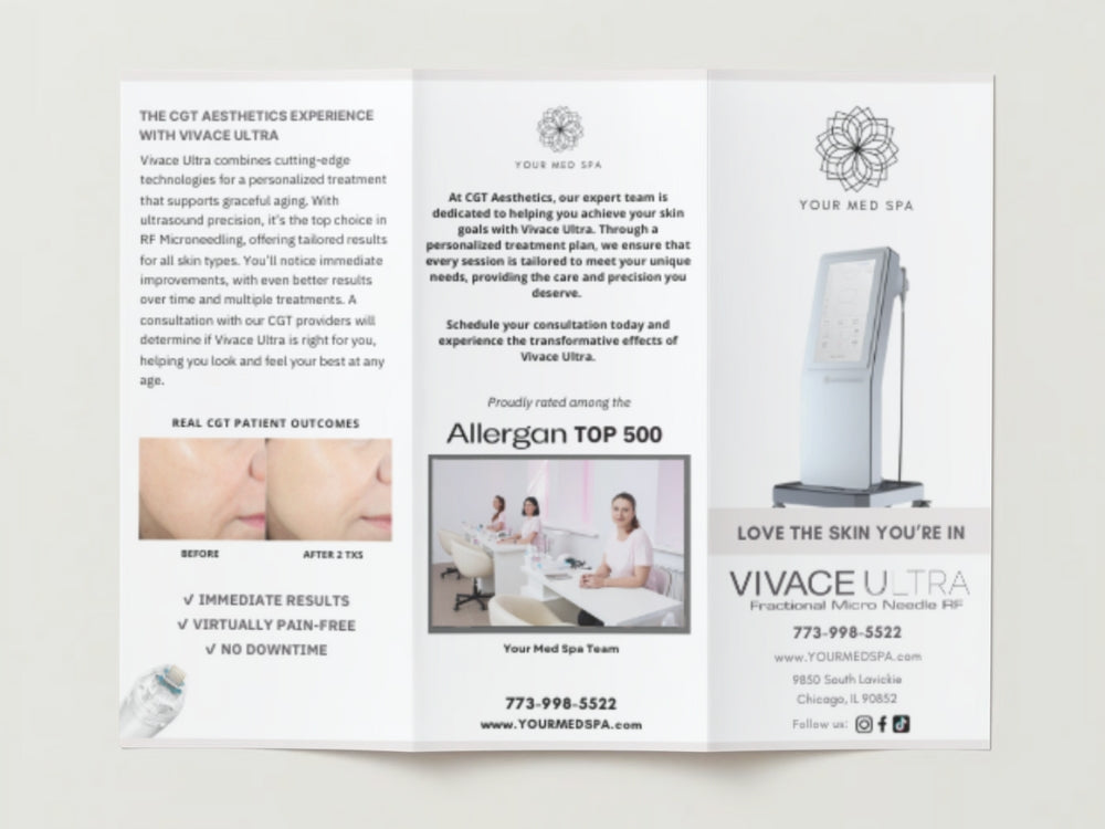 Elegant brochure design for luxury spa services.