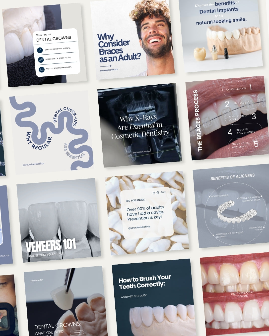 Cosmetic Dentist Social Media Kit with Captions and Canva Templates