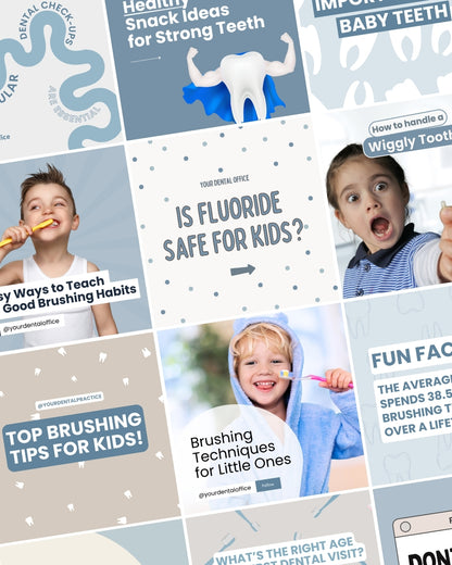 Kids dentist social media templates with educational and engaging visuals