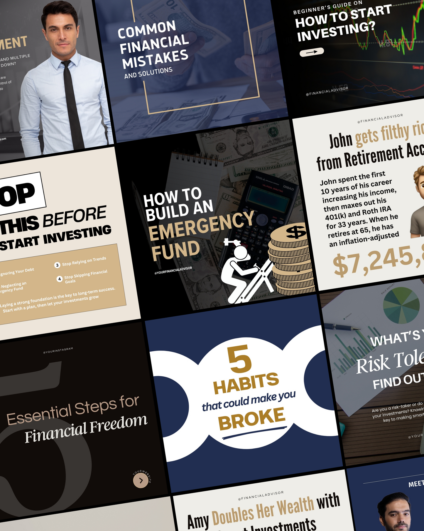 Professional Social Media Templates Tailored for Finance Coaches, Consultants, and Advisors