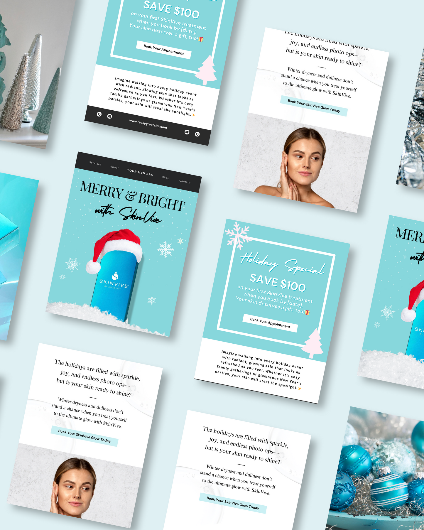 Professional holiday email templates to elevate med spa branding and attract high-end clients.