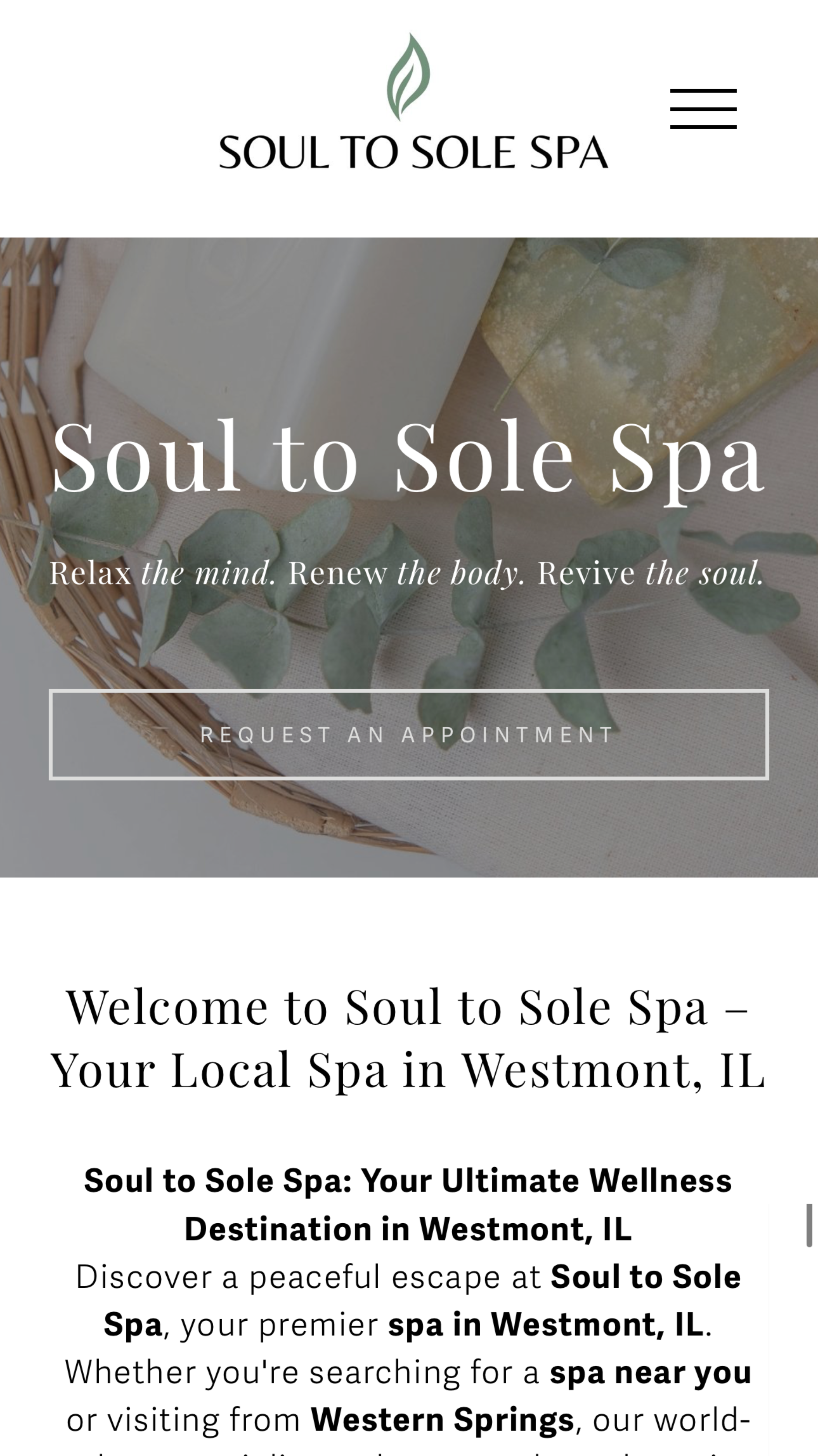 Soul to Sole Spa Instagram integration in web design, highlighting visually appealing content layout to engage visitors and promote social media presence with seamless design for desktop and mobile views.