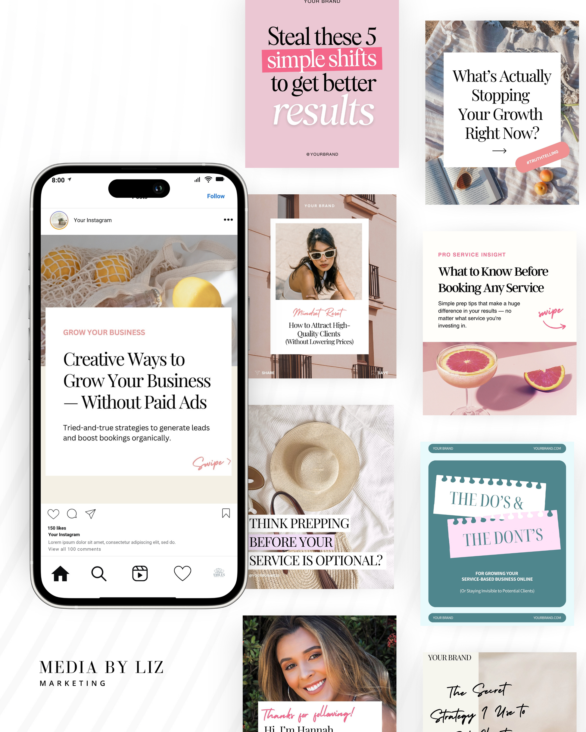 Instagram Canva post templates for service providers, including 40 editable designs to boost engagement and client bookings — clean, modern, and fully customizable.