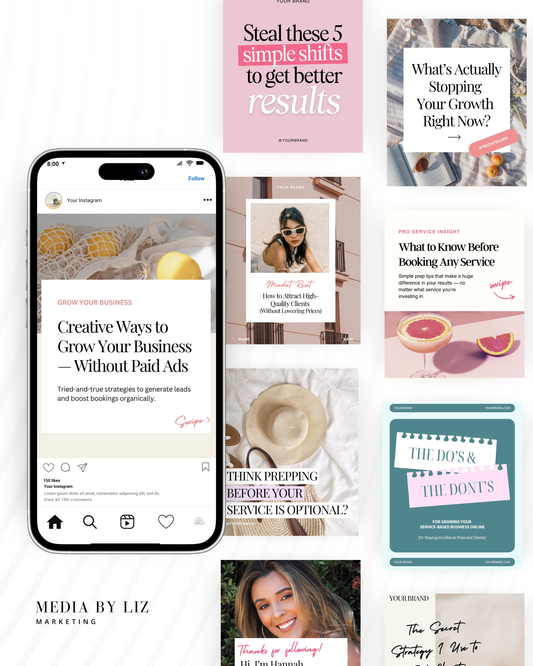 Instagram Canva post templates for service providers, including 40 editable designs to boost engagement and client bookings — clean, modern, and fully customizable.