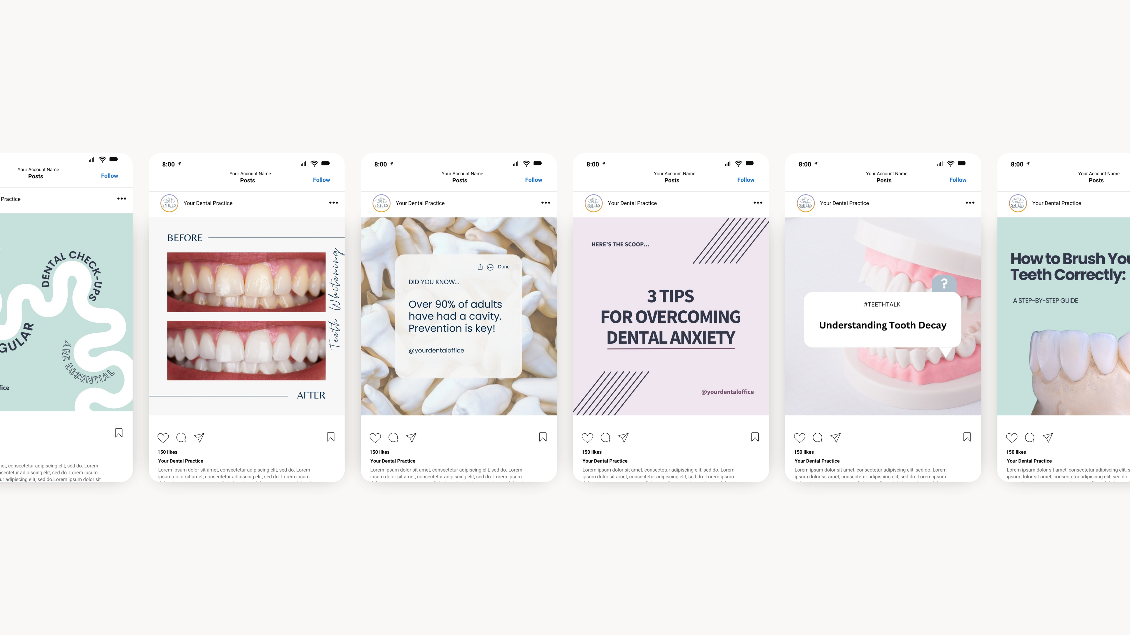 Orthodontist social media post templates in Canva – editable Instagram designs for braces and aligner marketing