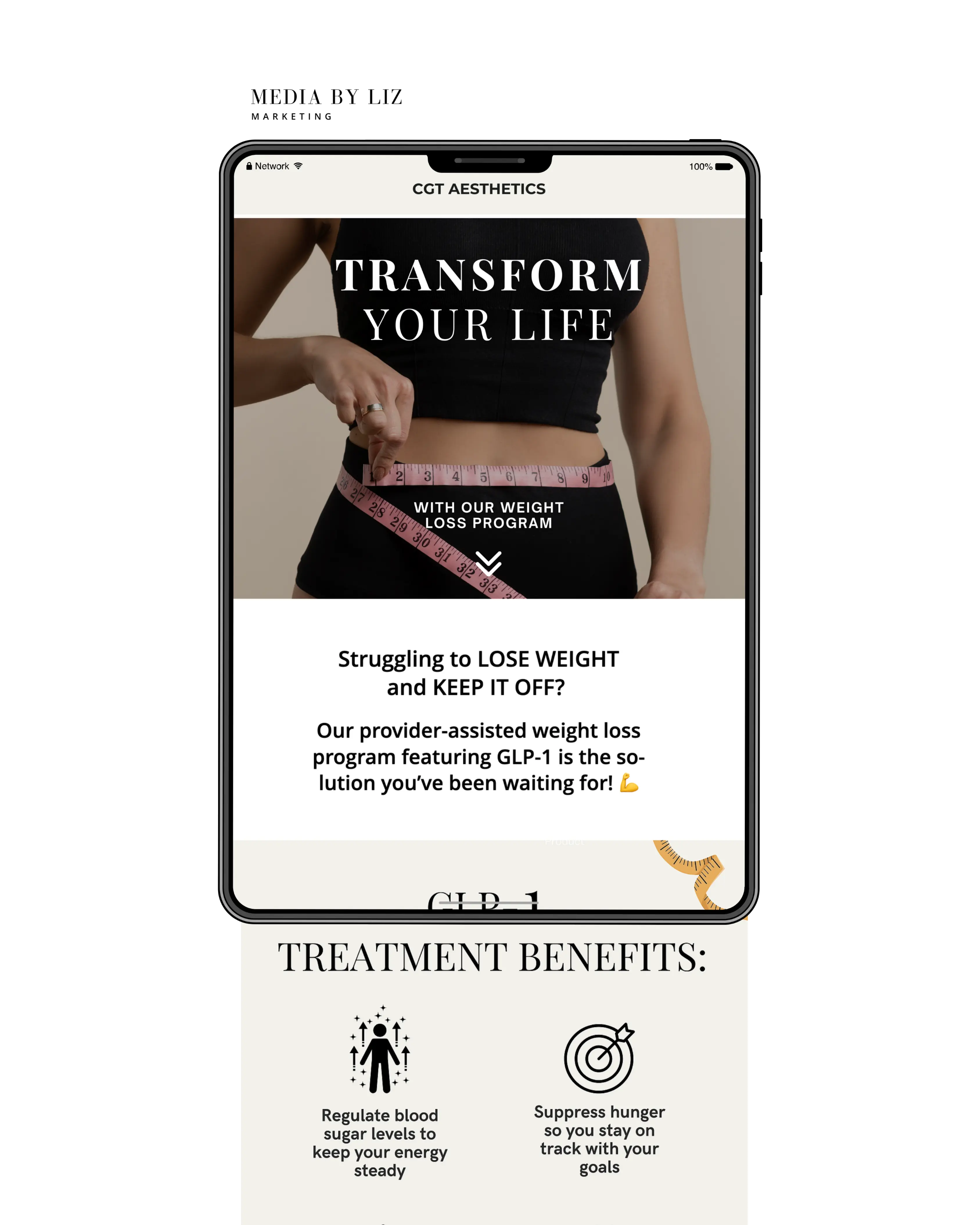 Email newsletter promoting provider-assisted weight loss program with benefits