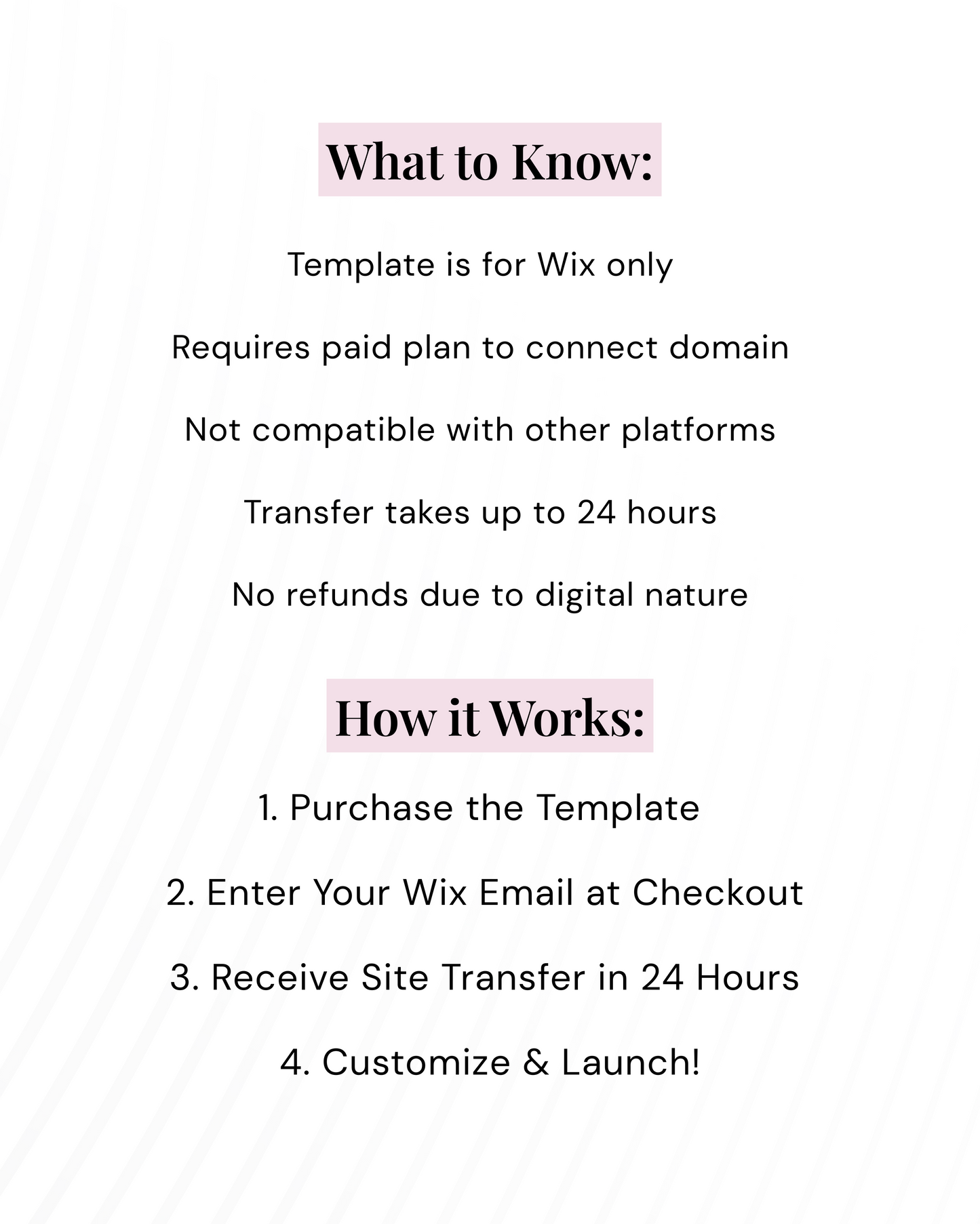 Step-by-step instructions included with Wix website template