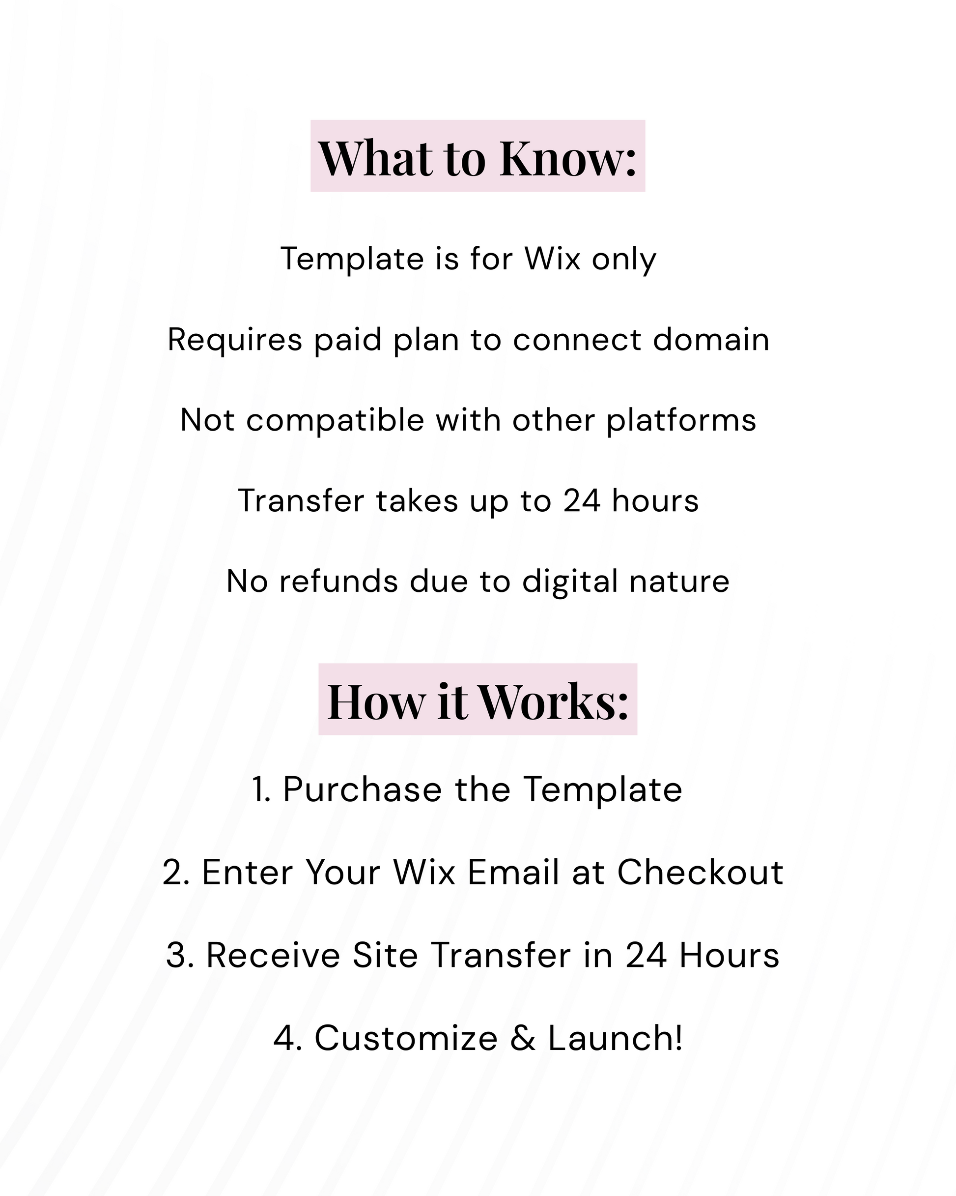 Step-by-step instructions included with Wix website template