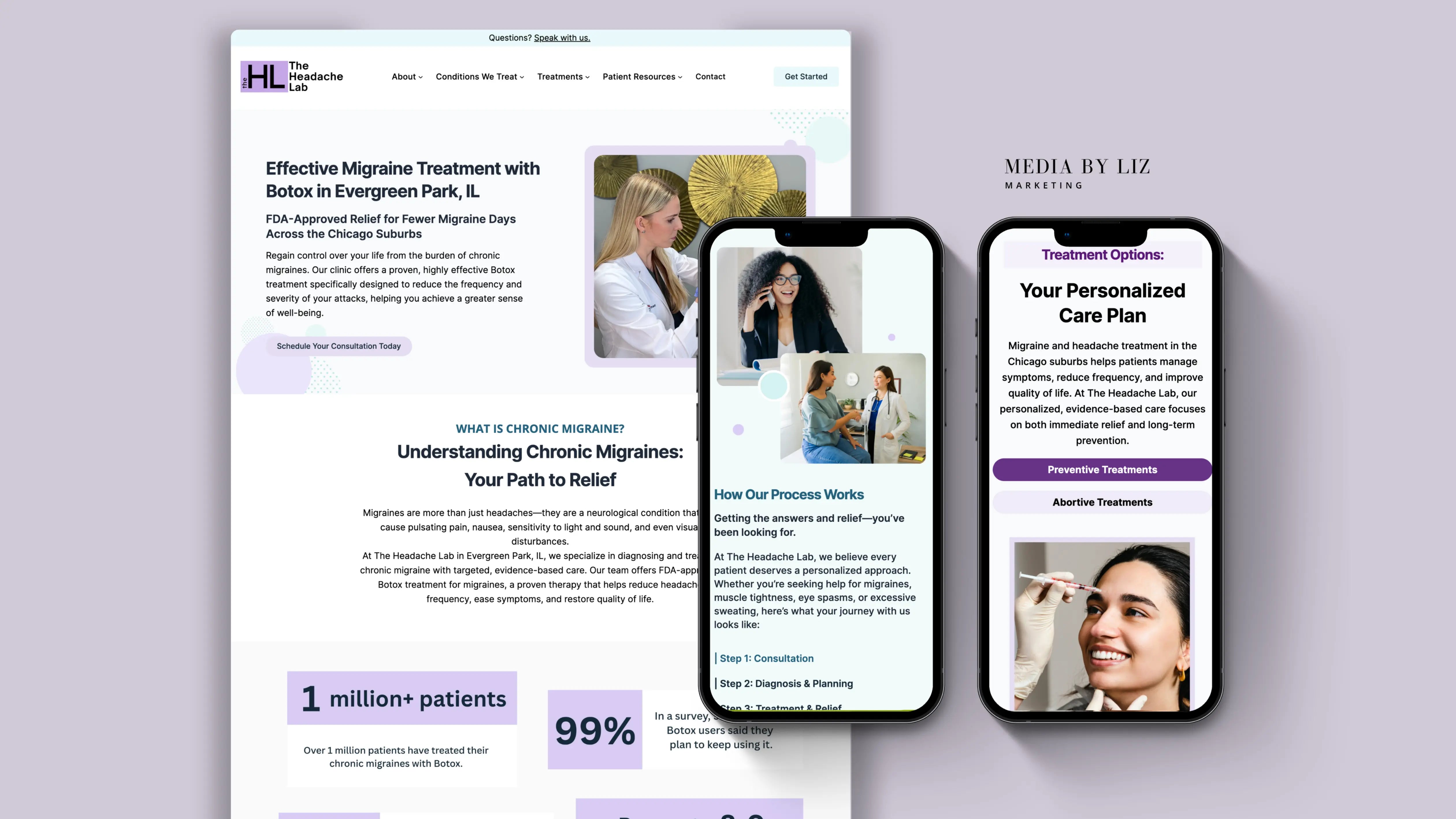 WordPress website design for The Headache Lab in Evergreen Park optimized for SEO and mobile users