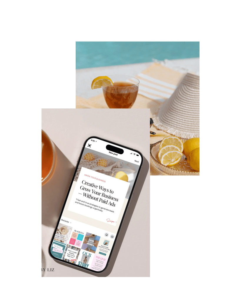 Soft pink and beige Canva social media templates for business owners
