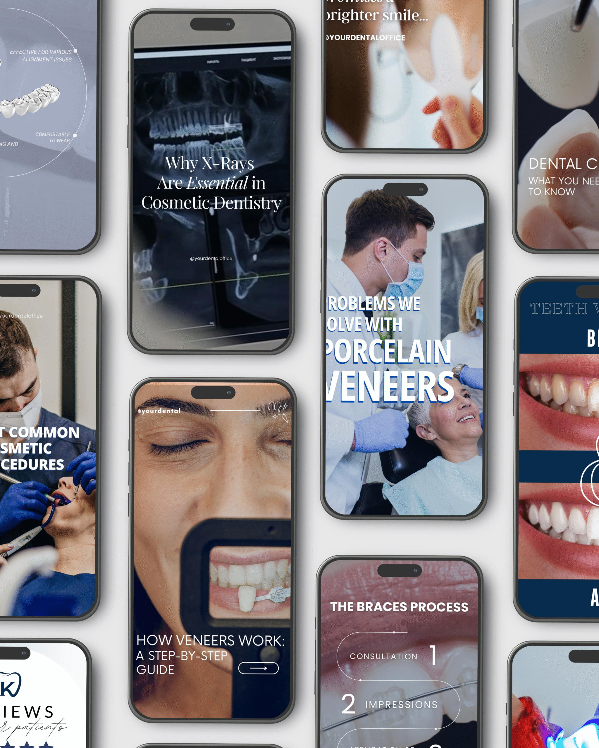 Colorful and professional dental social media templates to grow your cosmetic dentistry brand Instagram Reels