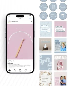Neutral aesthetic Dental Instagram Templates for dentists, dental practices, and marketing pros—editable in Canva.