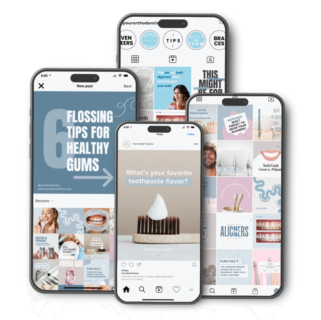 neutral ortho instagram templates for orthodontists (canva bundle)