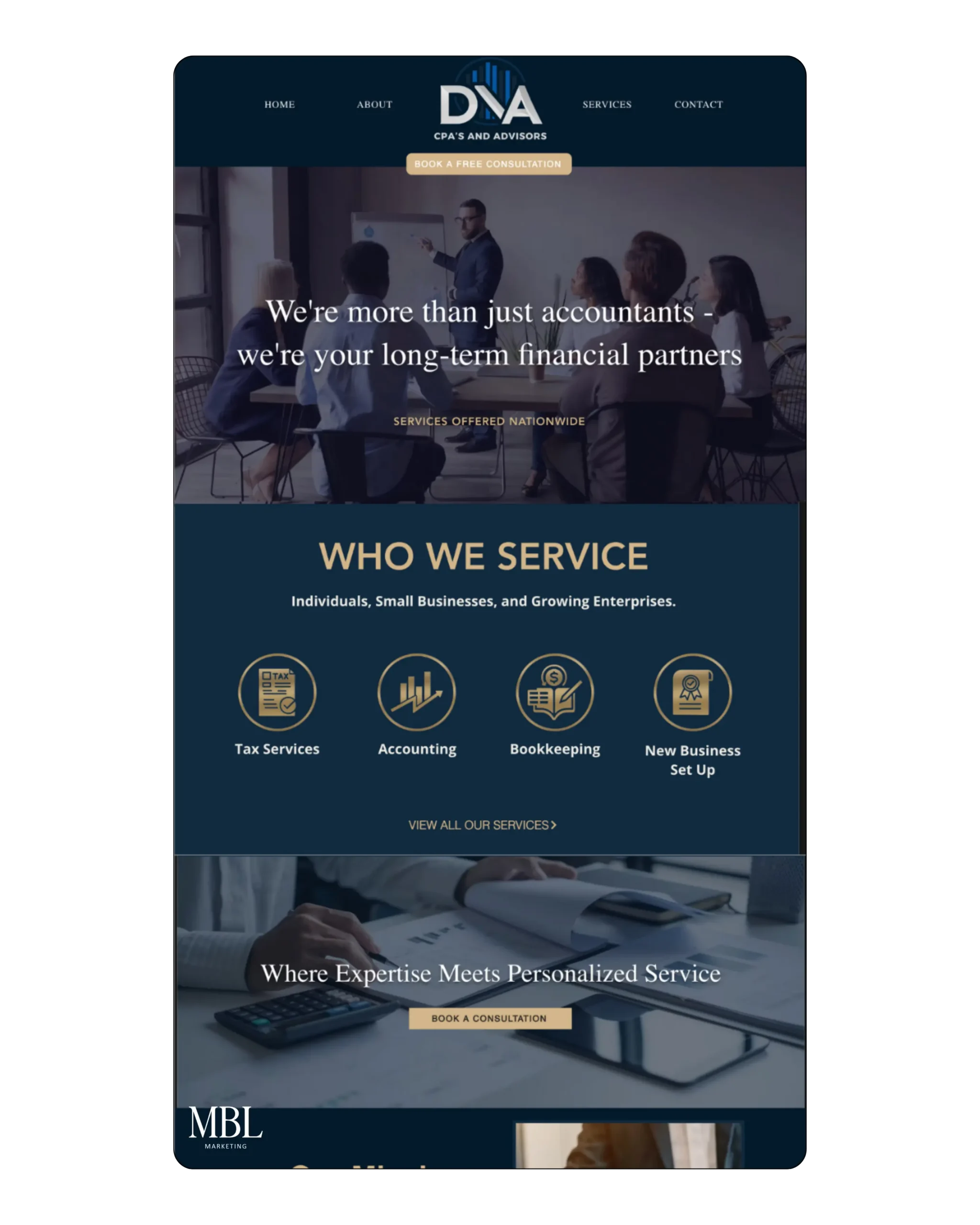 dna cpa accounting firm wix site design mbl marketing