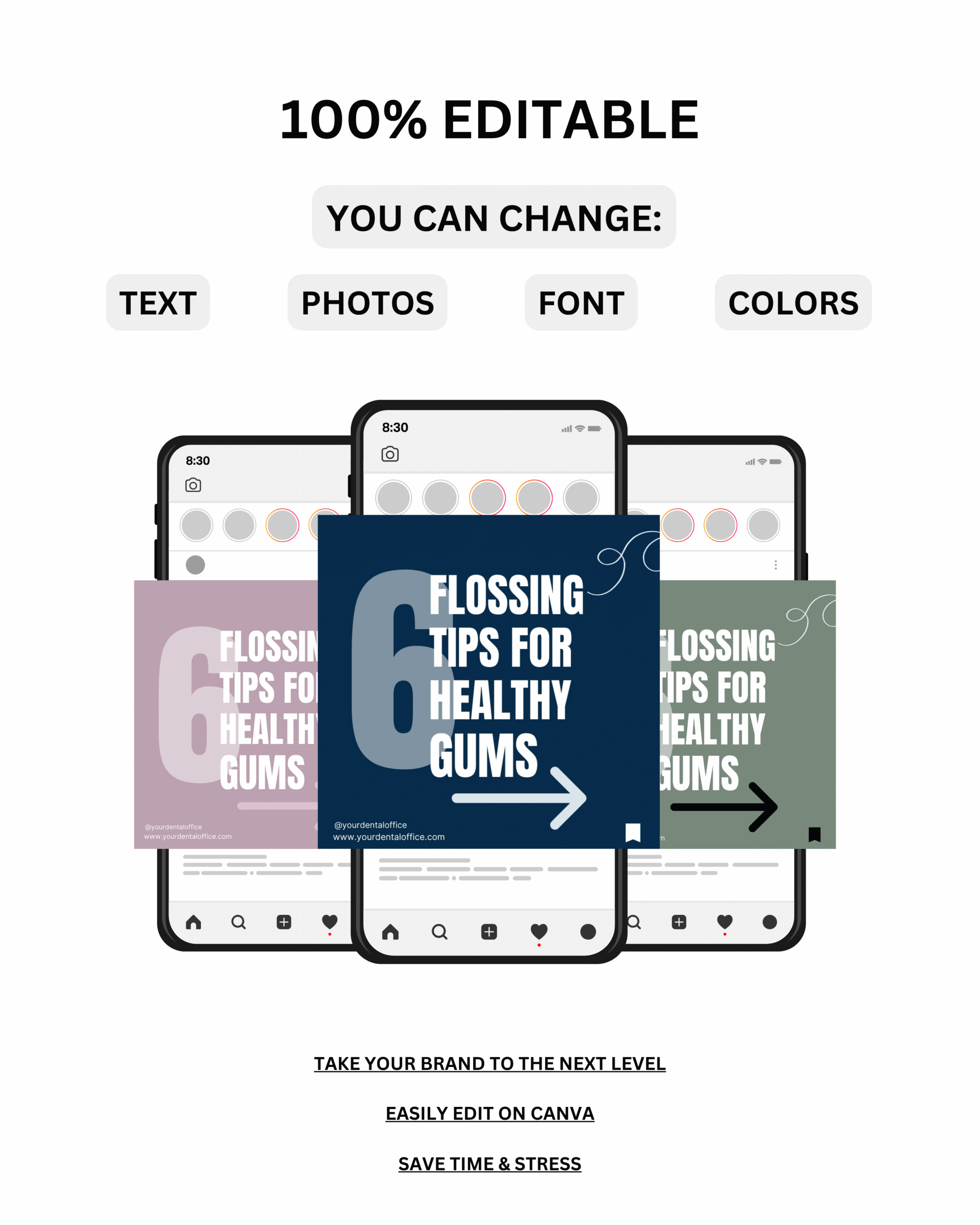 ortho instagram templates for orthodontists (canva bundle)