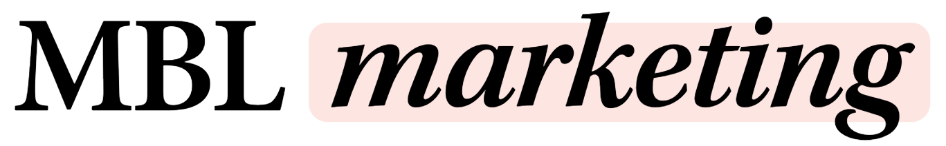 MBL Marketing primary logo – Media by Liz full wordmark in neutral modern branding design