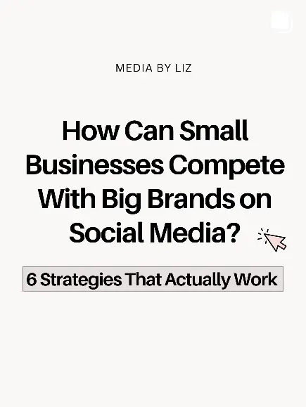 Instagram graphic by MBL Marketing explaining how small businesses can compete with big brands on social media using six proven strategies.