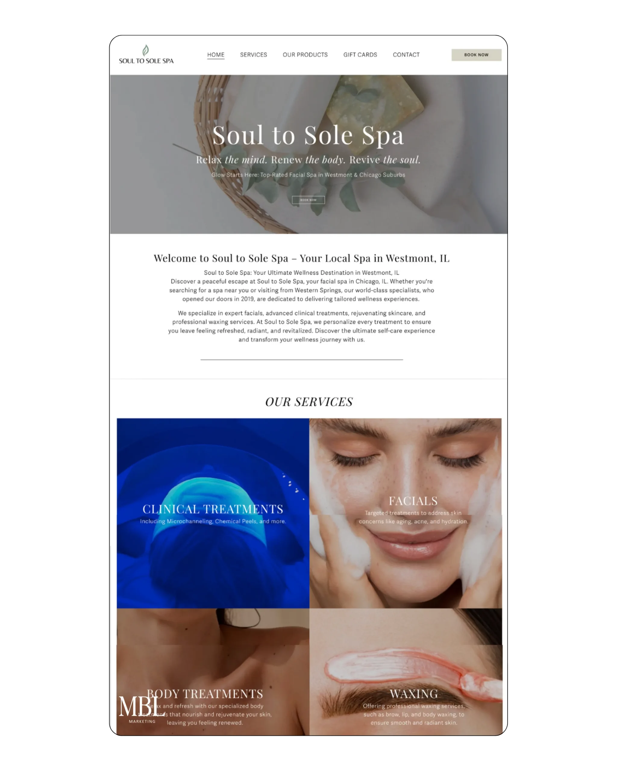 soul to sole spa custom wix website by mbl marketing
