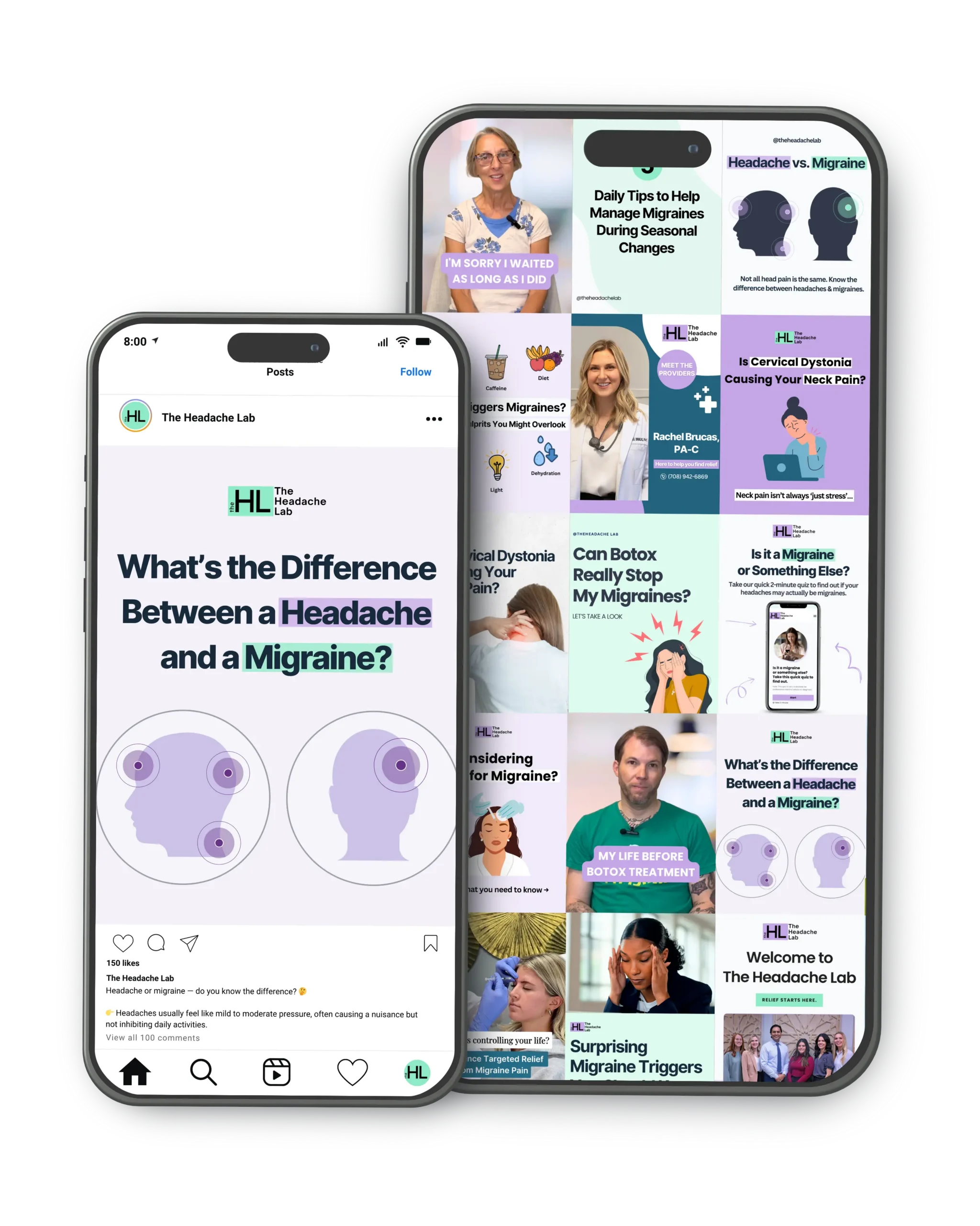 the headache lab migraine education social media marketing feed mbl marketing