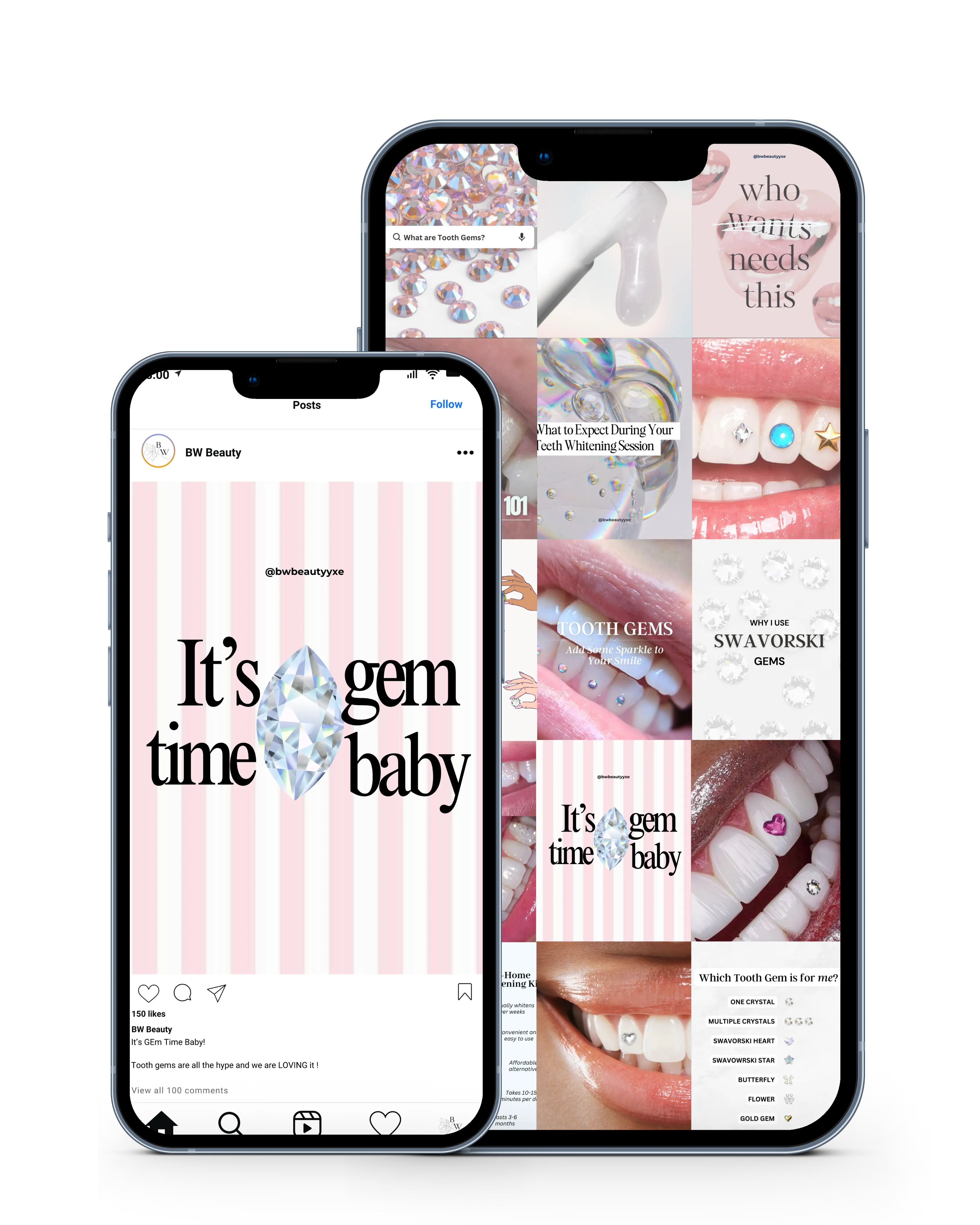 tooth gems instagram social media bw beauty | MBL Marketing